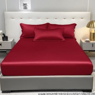 Drap housse satin rouge