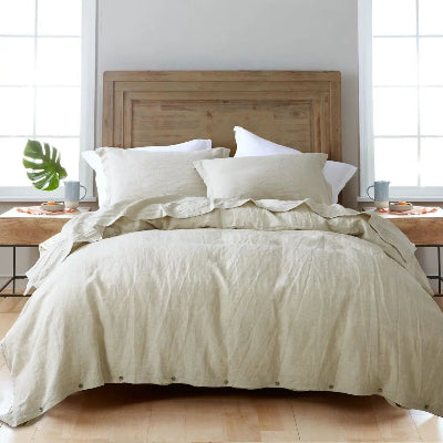 Housse de couette lin beige