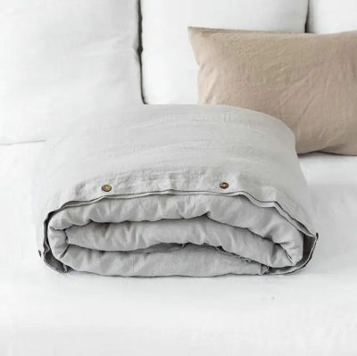 Housse de couette lin gris plier