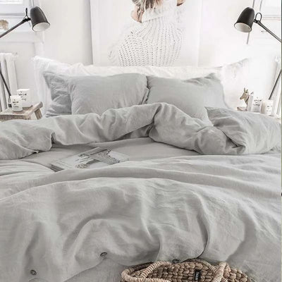 Housse de couette lin gris