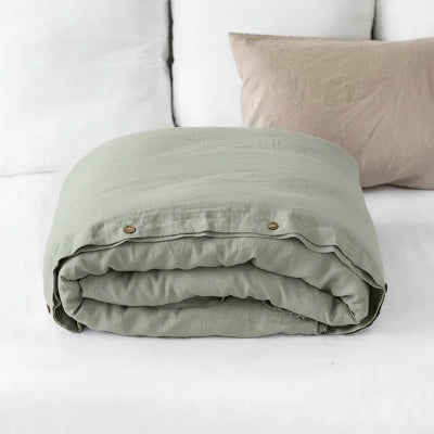 Housse de couette lin vert pale pliert