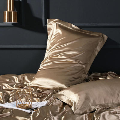 Taie d'oreiller en soie beige