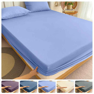 demonstraton installation drap housse bleu pale