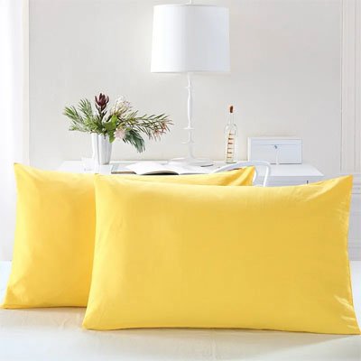 deux taies d oreillers jaune