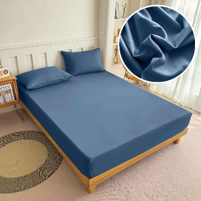 drap housse bleu foncer