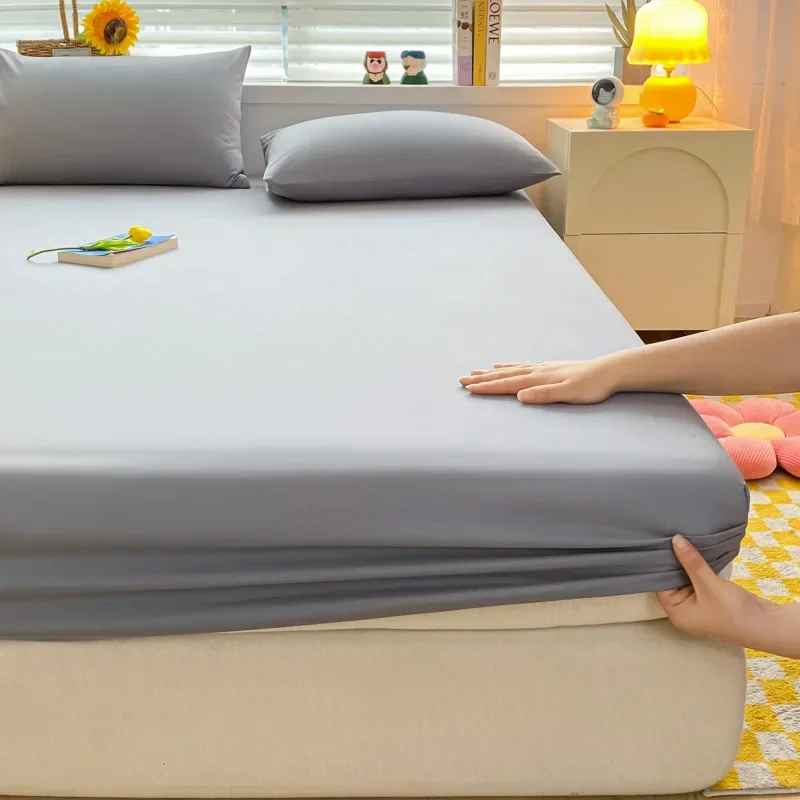 drap housse gris pale