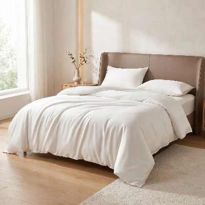 housse de couette 200x200 blanche sur lit