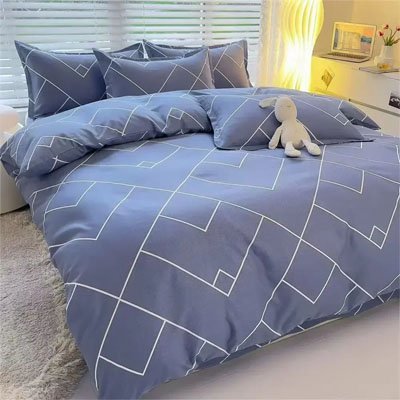 housse de couette bleue lignes