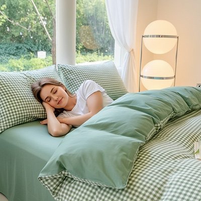 housse de couette carreaux verts