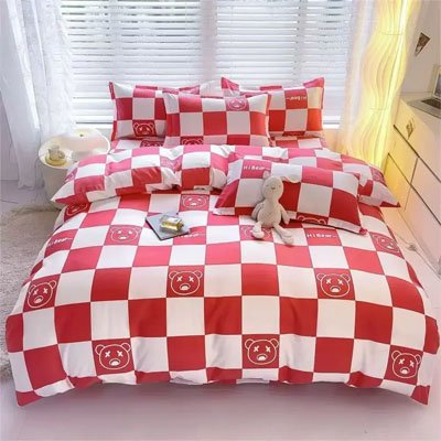 housse de couette rouge ourson