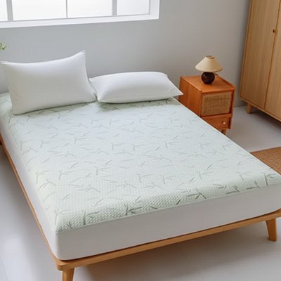 housse de matelas bambou sur lit