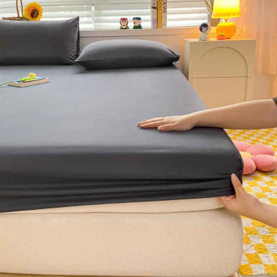 installation draps housse gris