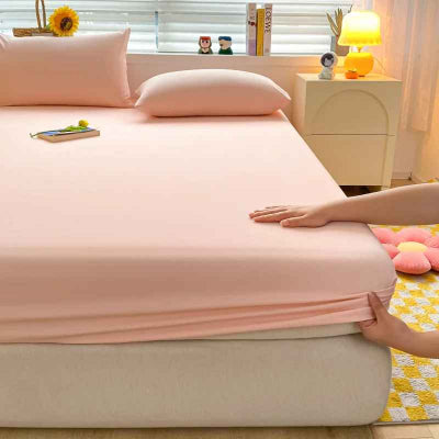 installation draps housse rose