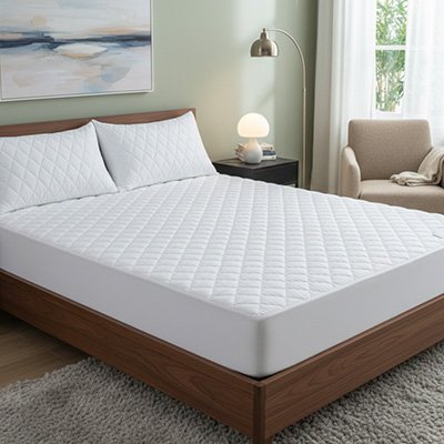 protege matelas blanc sur matelas